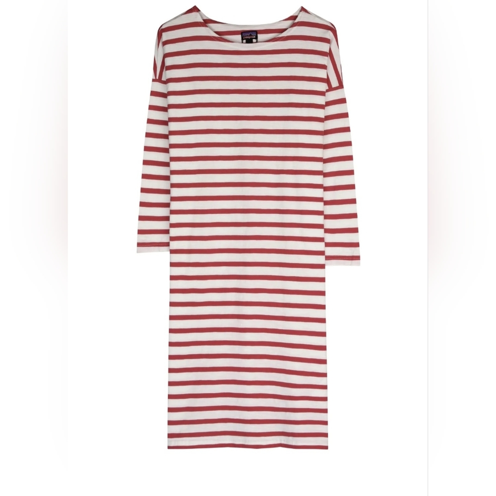 Patagonia Seatoller Midi Long Sleeve Striped Dress Women's Size S Classic